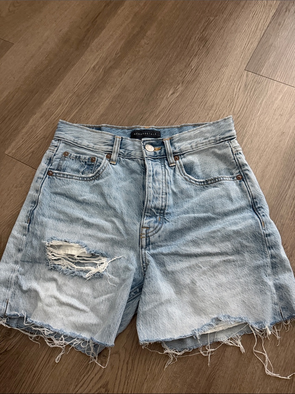 Aeropostale Light Wash Distressed Denim Shorts